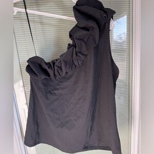 Black Ruffled One-Shoulder Top by Express